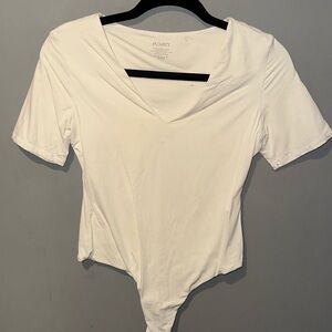 Plumey Elegant White Bodysuit for Women